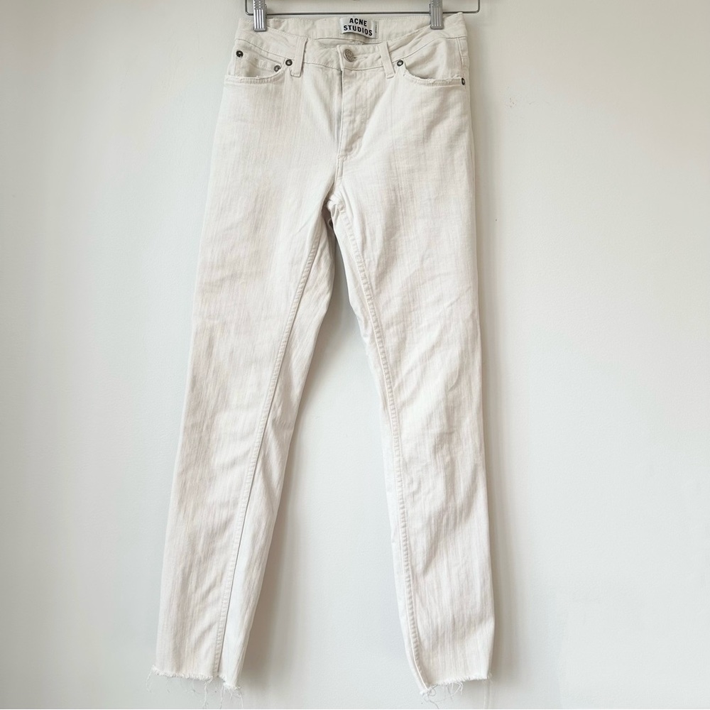 ACNE STUDIOS | MID RISE SCULPTING STRETCH DISTRESSED ANKLE SKINNY JEANS RAW HEM